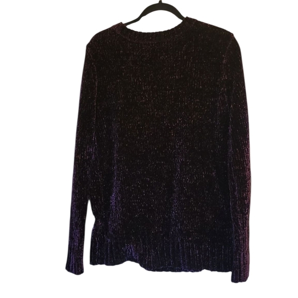 Orvis Women's Deep Purple Chenile Crew Neck Sweater Size M - Picture 3 of 3